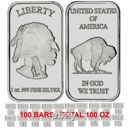 Lot of 100 1 oz SilverTowne Buffalo. 999 Fine Silver Bar New Design Sealed