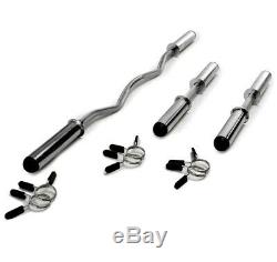 Marcy 2 Olympic Barbell Set-Chrome Curl Bar, Dumbbell Handles & Spring Collars