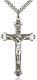 Mens Crucifix Pendant Silver Accents Cross Bar Edges 24in Sterling Silver Chain