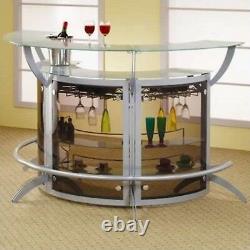 Metal Wine Bar 2 Piece Curved Foot Rail Stemware Storage Home Dining Furniture