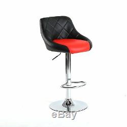 Model Bar Stool Chair Dining Counter Pub Barstools Mix Black & Red Set of 2