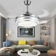 Modern 42 Invisible Ceiling Fans with 3-Color LED Light Fan Chandelier & Remote