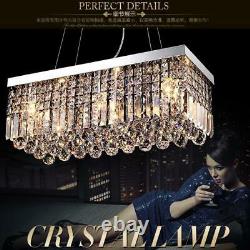 Modern 60/80cm Rectangle Chandeliers K9 Crystal Pendant Light Home Ceiling Lamp