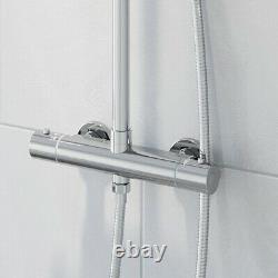 Modern Bathroom Bar Mixer Shower Valve Thermostatic Round Chrome Bottom Outlet
