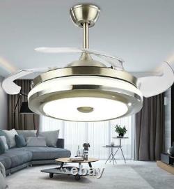 Modern Bluetooth Invisible Ceiling Fan LED Light Music Player Chandelier 36/42