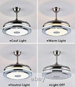 Modern Bluetooth Invisible Ceiling Fan LED Light Music Player Chandelier 36/42