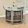 Modern Contemporary Dining & Rec Room Curved Pub Bar Table Wine Cabinet Silver