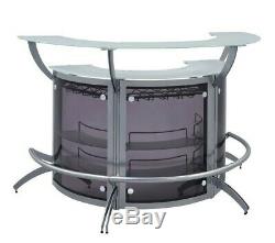 Modern Contemporary Dining & Rec Room Curved Pub Bar Table Wine Cabinet Silver