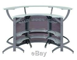Modern Contemporary Dining & Rec Room Curved Pub Bar Table Wine Cabinet Silver
