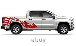 Mountain Flag Graphics For Chevrolet Silverado 1500 2500 bed cover USA Bar side