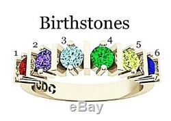 NANA Straight Bar 1-6 SImulated Birthstones Mother's Ring 10k / Sterling Silver