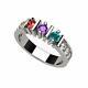 NANA Straight Bar withSides Mothers Ring 1-6 SImulated BIrthstones Silver/10kt