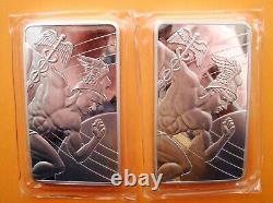 NEW (2) x 10oz= 20 Troy ozs 999 FN SILVER Sunshine Mt. Co Mercury Design Bar+