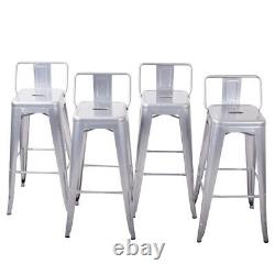 NEW 4PC Bar Stool Height Modern Chair Low-Back Footrest Indoor/Outdoor, 30-inch