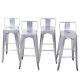 NEW 4PC Bar Stool Height Modern Chair Low-Back Footrest Indoor/Outdoor, 30-inch