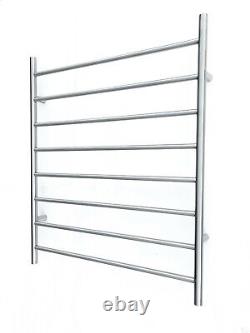 NEW Brushed Chrome silver Heated Towel Rail rack ladder round 850 mm wide 8 bar