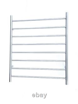NEW Brushed Chrome silver Heated Towel Rail rack ladder round 850 mm wide 8 bar