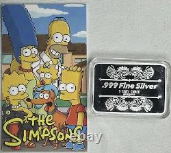 NEW The Simpsons Family 1 troy oz. 999 SILVER Colorized Bar COA #70/100