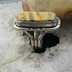 Native American Sterling Silver Bumblebee Jasper Bar Ring Size 9.25 For Women