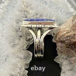 Native American Sterling Silver Lapis Bar Ring Size 9 For Women