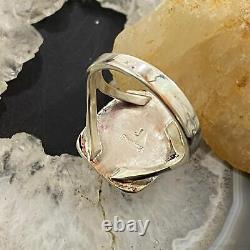 Native American Sterling Silver Spiny Oyster Bar Ring Size 9 For Women