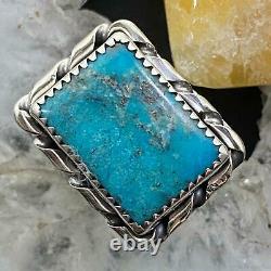 Native American Sterling Silver Turquoise Bar Ring Size 7.5 For Women