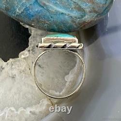 Native American Sterling Silver Turquoise Mini Bar Ring Size 9 For Women
