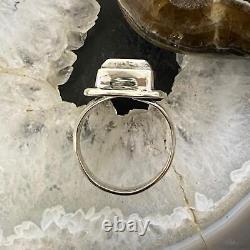 Native American Sterling Silver White Buffalo Bar Ring Size 8.5 For Women