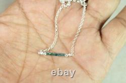 Natural Blue Diamond Pipe Necklace, Dainty Gemstone Necklace, Diamond Necklace 925