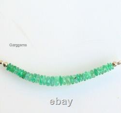 Natural Emerald Bar Silver Chain Necklace, Genuine Gemstone Beaded Bar Necklace