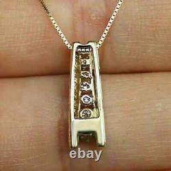 New 1.50Ct Round Moissanite Bar Pendant 14K Yellow Gold Plated Silver Free Chain