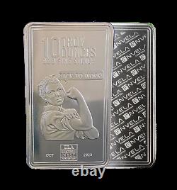 New 10 oz Envela 0.999 Silver Bar Rosie the Riveter Stamped Oct 2020 Edition
