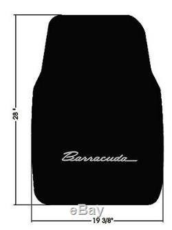 New! 1967-69 Plymouth Barracuda Cuda Black Floor Mats with Silver Embroidered Logo