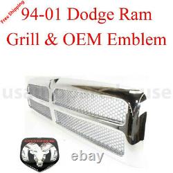 New 1994-2001 For DODGE RAM 1500 2500 3500 CHROME GRILL & OEM CH1200178 2PCS