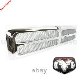 New 1994-2001 For DODGE RAM 1500 2500 3500 CHROME GRILL & OEM CH1200178 2PCS
