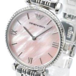 New Genuine Emporio Armani Ar1779 Ladies Gianni T-bar Silver Pink Watch Uk