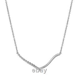 New Sterling Silver Diamond Accent V Bar Necklace