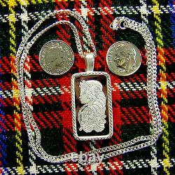 New Sterling Silver lady luck bullion pendant with 10g fine silver bar & chain