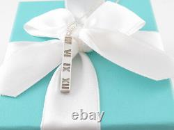 New Tiffany & Co Silver Atlas Roman Numeral Bar Necklace Pouch Included