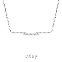 PURE IGNIS 0.26 Ct Lab Grown Diamond Step Bar Necklace in Silver for Women