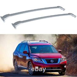 Pair Silver Aluminum Roof Rack Top Cross Bar Rail For 2013-19 Nissan Pathfinder