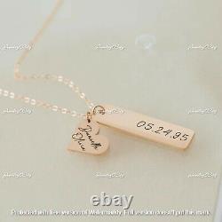 Personalized Engraved Name Bar Pendant Necklace Custom Jewelry Gift For Women