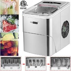 Portable Ice Maker Stainless Steel Bar Restaurant Ice Cube Machine 26lbs Silver