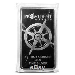 Provident Metals 10 Troy Oz. 999 Fine Silver Bar Brand New & Sealed In Plastic