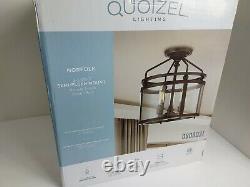 Quoizel Norfolk 11.87-in W Oil Rubbed Bronze Clear Glass Semi-Flush Mount Light