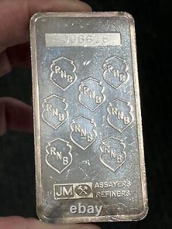 Rare 10oz Johnson Matthey JM Republic National Bank of New York Silver Bar