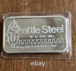 Rare 1986 Northwest Territorial mint Seattle Steel 1 Oz. 999 Silver Art Bar NWTM