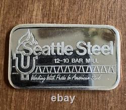 Rare 1986 Northwest Territorial mint Seattle Steel 1 Oz. 999 Silver Art Bar NWTM