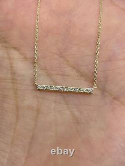 Real Moissanite 0.80Ct Round Cut Bar Pendant 14K Yellow Gold Silver Plated 18'