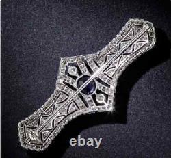 Real Moissanite 1.50Ct Round Cut Bar Brooch Pin 14K White Gold Silver Plated